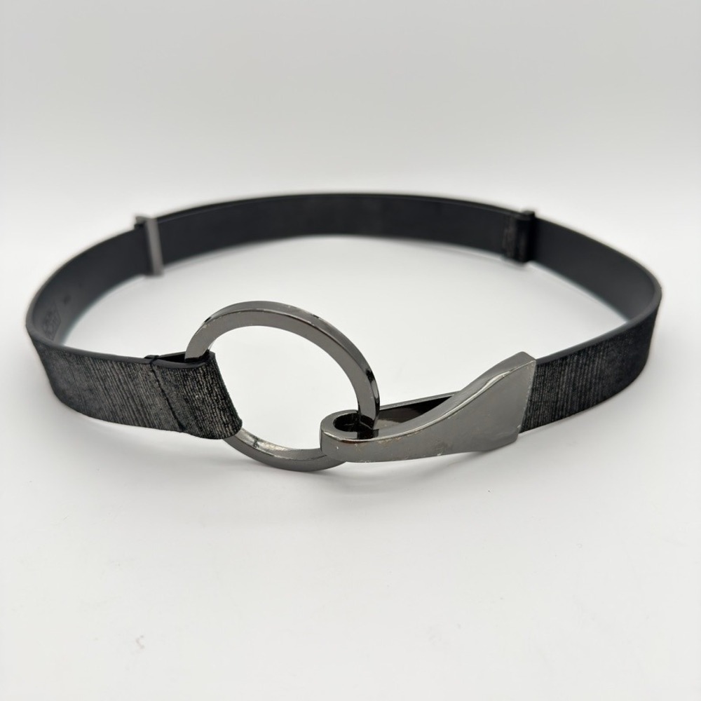 WCM New York Black Genuine Leather O Ring Hook Belt Women's M Adjustable